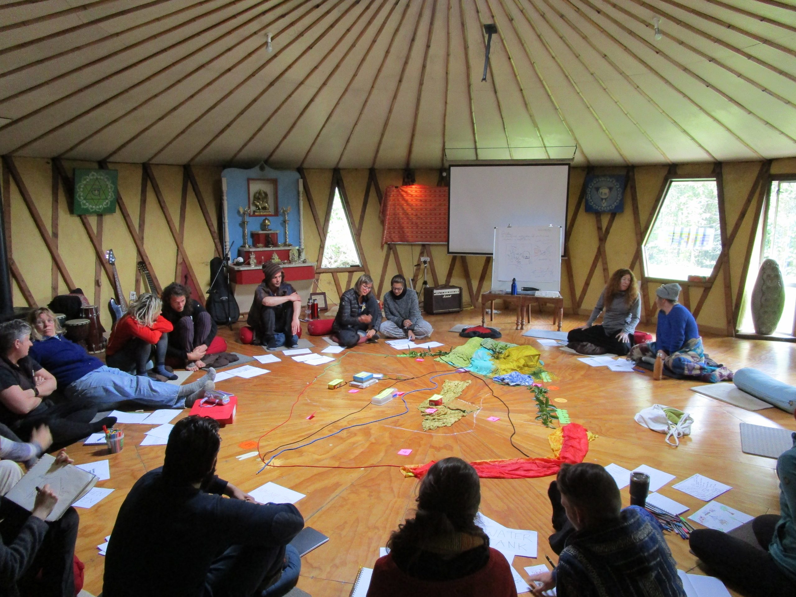 participants in roundhouse at Permaculture Course